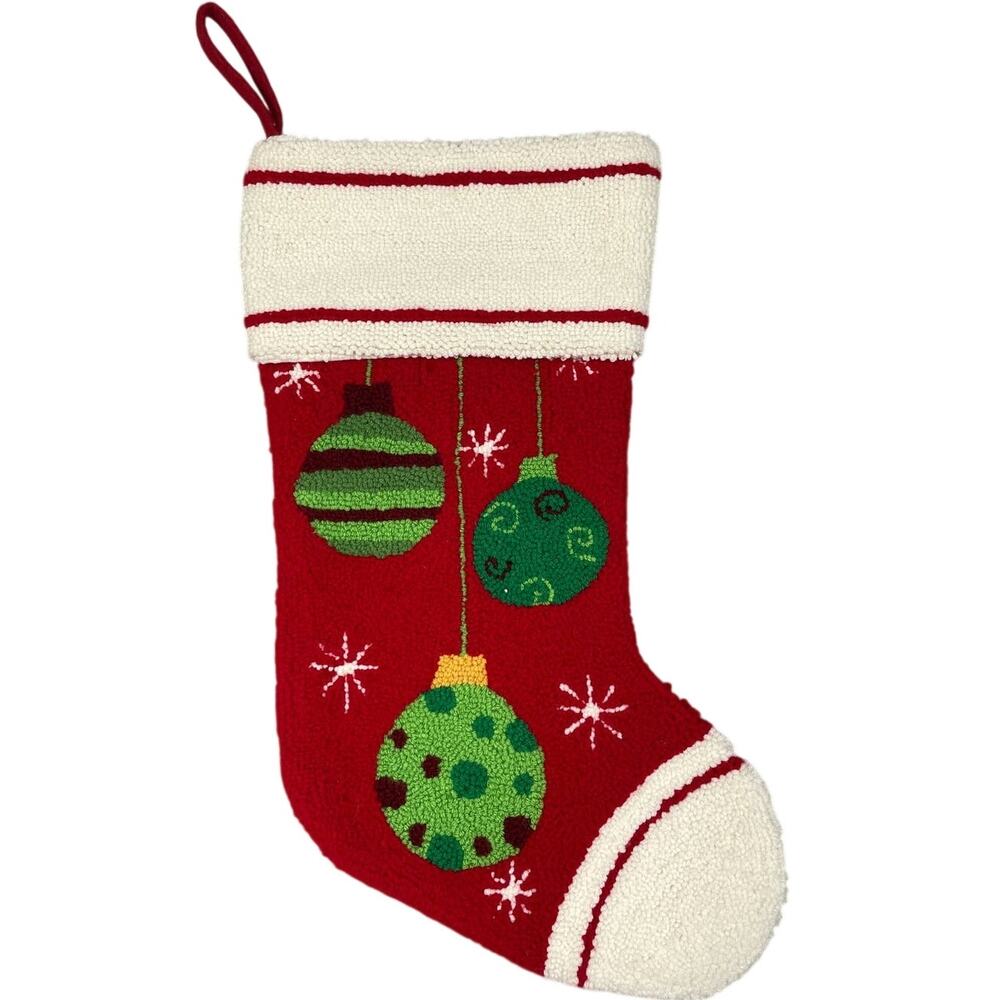 Unbranded Hooked Christmas Stocking Red Bulbs Cuff